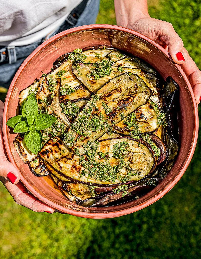 Salade d’aubergines grillées aux herbes