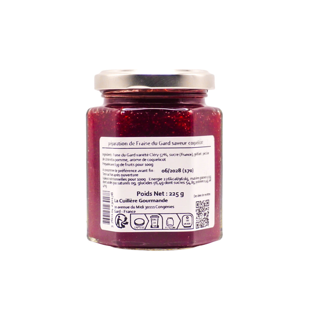 La cuillière gourmande – Confiture Fraise du gard note de coquelicot